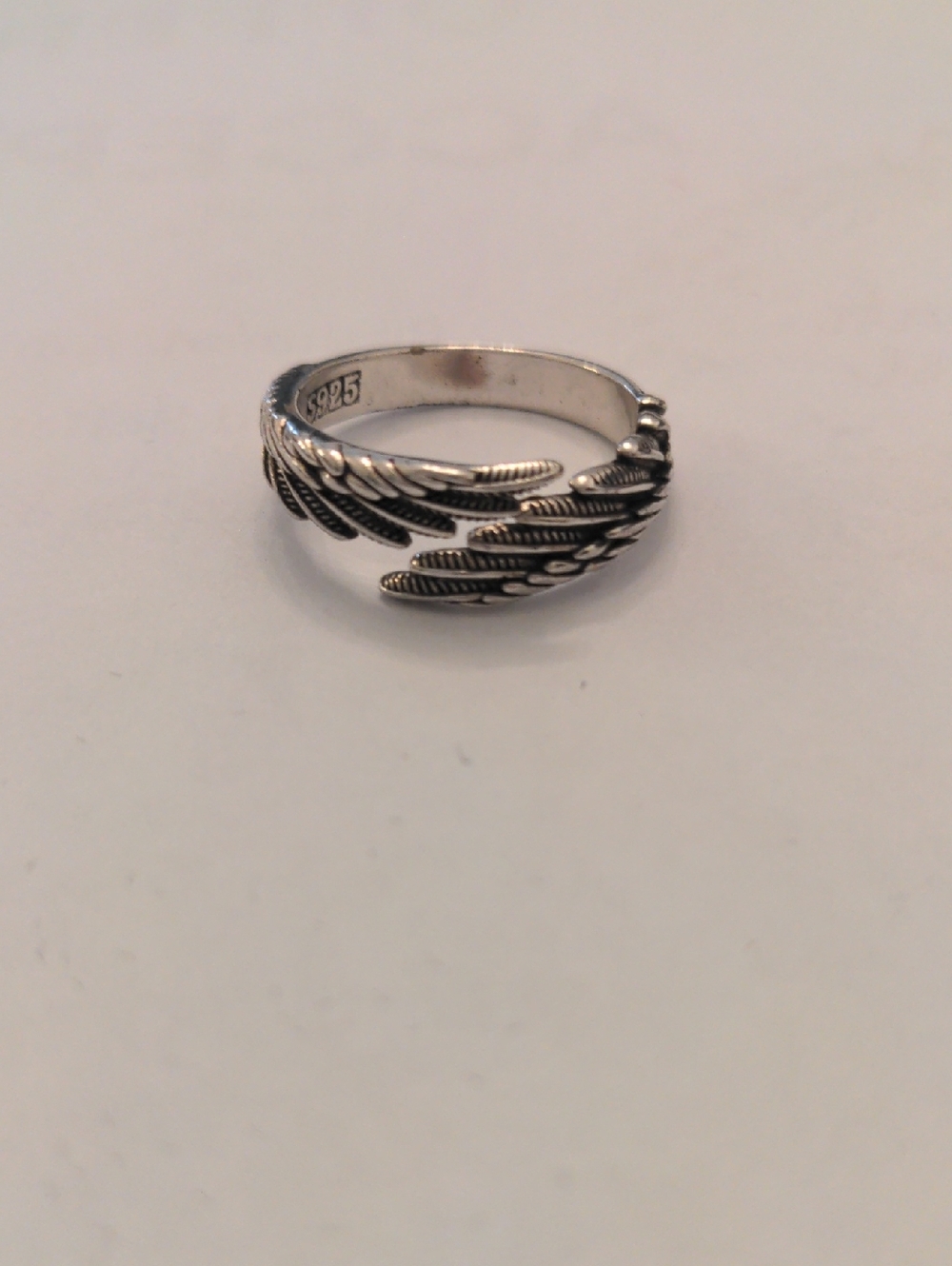 Sterling Silver Feather Wrap Ring - Oxidized, Sz 9.              Western, Dainty